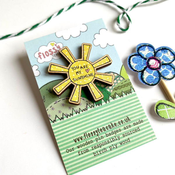 Sunshine Wooden Pin Badge