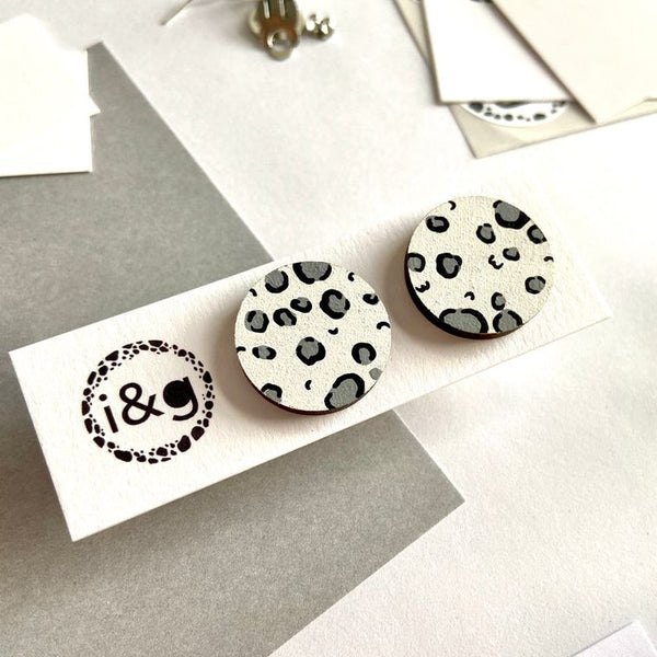 White and Grey Dalmatian Earrings